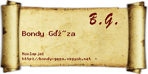 Bondy Géza névjegykártya