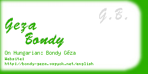 geza bondy business card