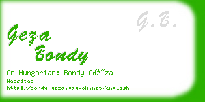 geza bondy business card